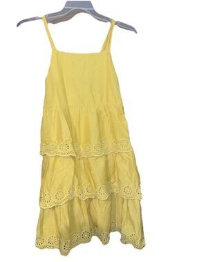 Girls Old Navy Yellow Summer Sun Dress Sleeveless Tiered Sz XXL 18 Floral Cuts